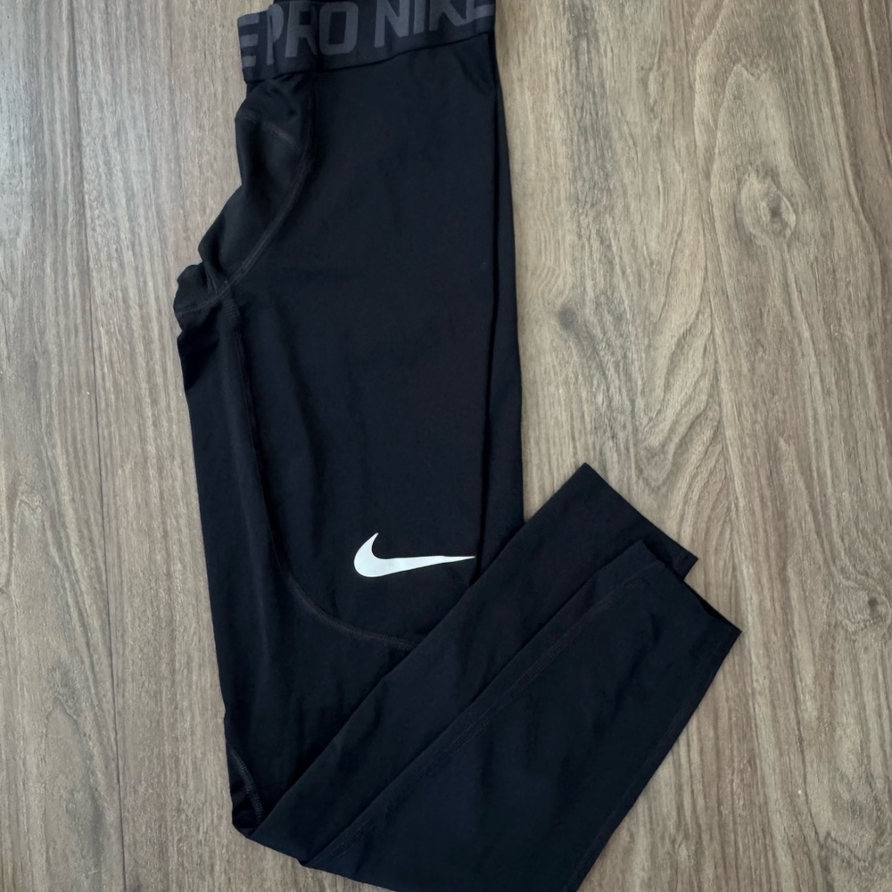 Nike Black Leggings with White Swoosh